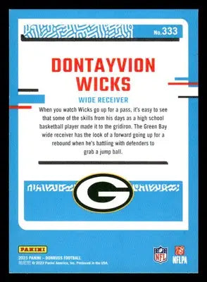 2023 Donruss #333 Dontayvion Wicks - Football Card Single