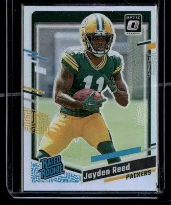 2023 Donruss #334 Jayden Reed Optic Rated Rookie Preview Holo Prizm