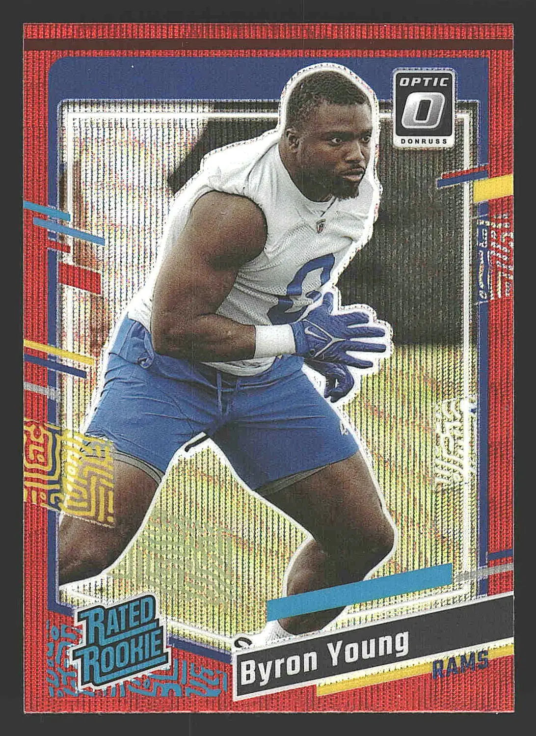 2023 Donruss #355 Byron Young Optic Rated Rookie Preview Red Wave Prizm - Football Card Single