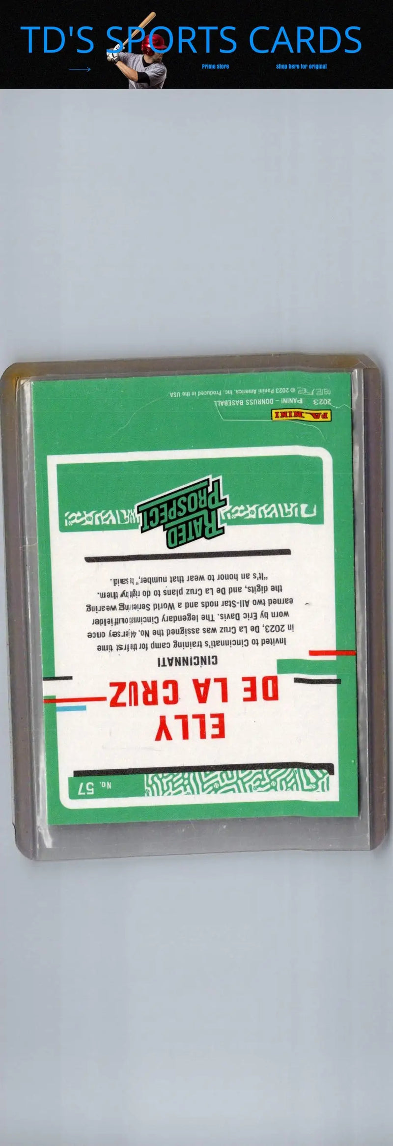 2023 Donruss Elly De La Cruz baseball card front view for collectible sports card product