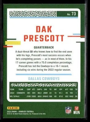 2023 Donruss Dak Prescott #73 Dallas Cowboys