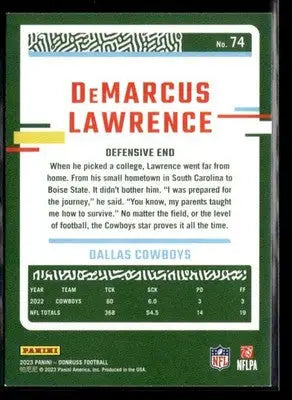 2023 Donruss DeMarcus Lawrence #74 Dallas Cowboys