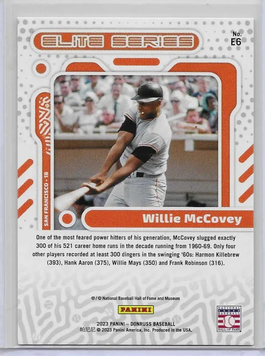 2023 Donruss #E6 Willie McCovey Elite Series Silver #/349 (422) - Baseball Card Single