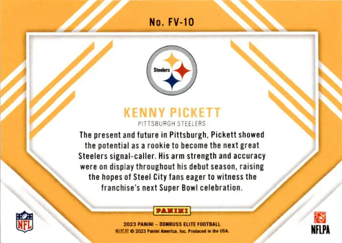 2023 Donruss Elite #FV-10 Kenny Pickett Field Vision Green - Football Card Single