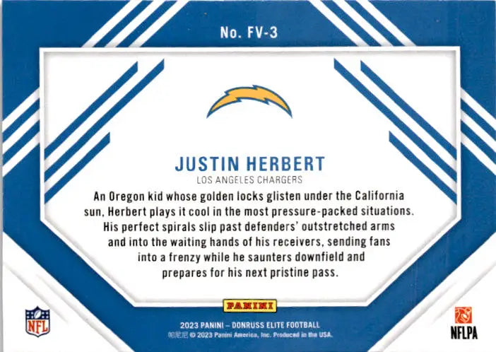 2023 Donruss Elite #FV-3 Justin Herbert Field Vision Green - Football Card Single
