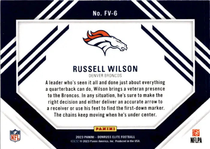 2023 Donruss Elite #FV-6 Russell Wilson Field Vision Green - Football Card Single