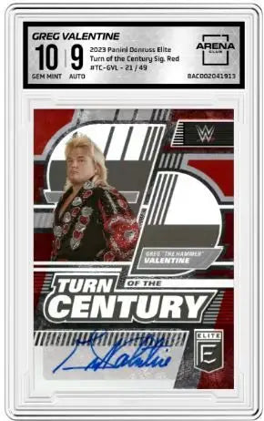 2023 Donruss Elite WWE Greg Valentine #TC-GVL Auto Red 21/49 Wrestling AC 10 - Wrestling Card Single