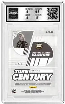 Graded Donruss Elite WWE Greg Valentine trading card 21/49 featuring Greg The Hammer
