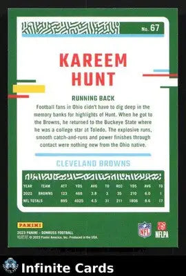 2023 Donruss Football KAREEM HUNT #67 Cleveland Browns - Football Card Single