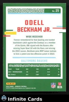 2023 Donruss Football ODELL BECKHAM JR. #25 [Base] Baltimore Ravens - Football Card Single