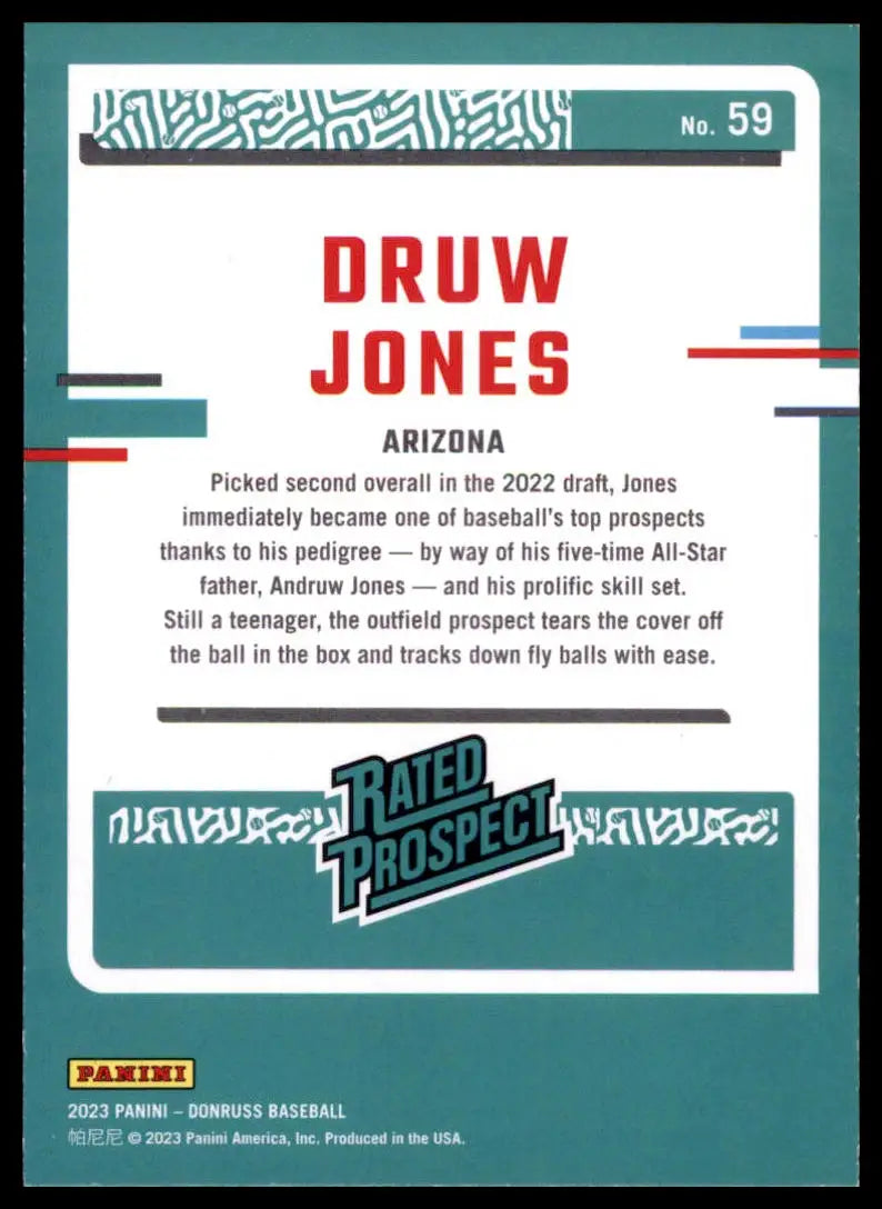 2023 Donruss - Holo Orange Druw Jones 59 Arizona Diamondbacks NM - Baseball Card Single
