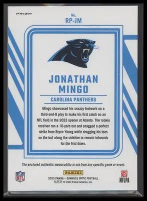 2023 Donruss Jonathan Mingo #RPJ-JMIN Rookie Phenom Jerseys Panthers