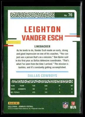 2023 Donruss Leighton Vander Esch #76 Dallas Cowboys