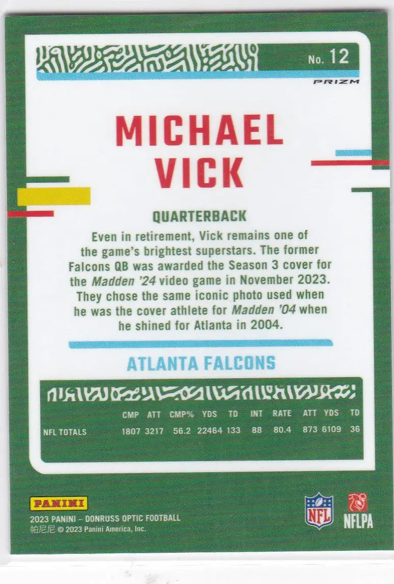 2023 DONRUSS OPTIC #12 MICHAEL VICK SILVER- ATLANTA FALCONS