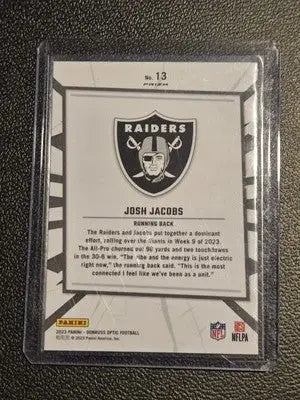 2023 Donruss Optic #13 Josh Jacobs My House! - Football Card Single