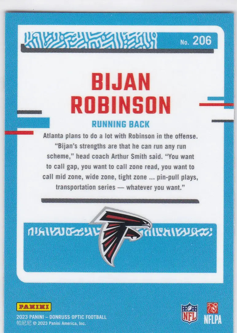2023 DONRUSS OPTIC #206 BIJAN ROBINSON- ATLANTA FALCONS