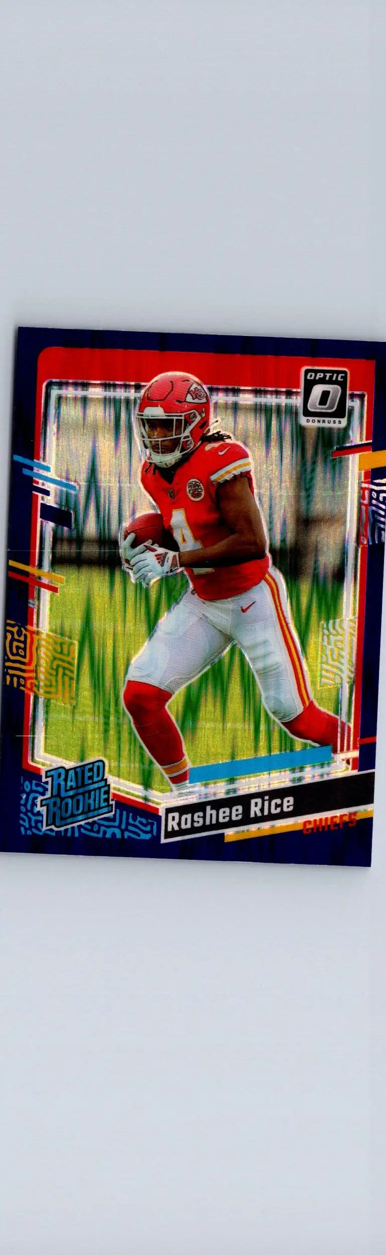 Football trading card of Rashee Rice featuring the 2023 Donruss Optic Purple Shock design
