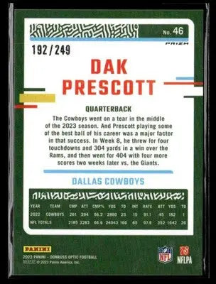 2023 Donruss Optic #46 Dak Prescott Orange #/249