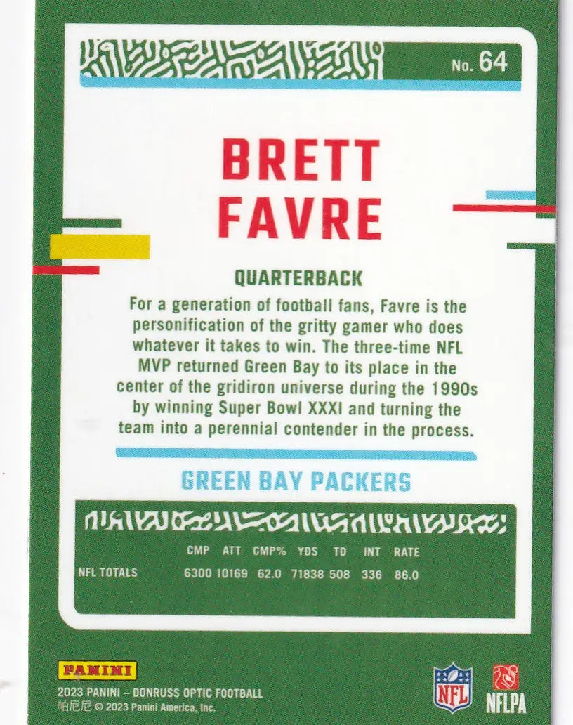 2023 DONRUSS OPTIC #64 BRETT FARVE- GREEN BAY PACKERS