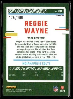 2023 Donruss Optic #80 Reggie Wayne Blue #/199 - Football Card Single