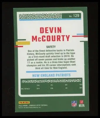 2023 Donruss Optic Devin McCourty 129 New England Patriots
