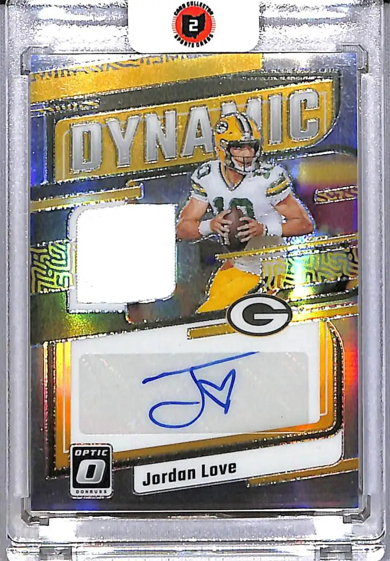 2023 Donruss Optic Dynamic Gold #DP-JL Jordan Love NM-MT MEM Auto 11/25 Green Bay Packers - Football Card Single