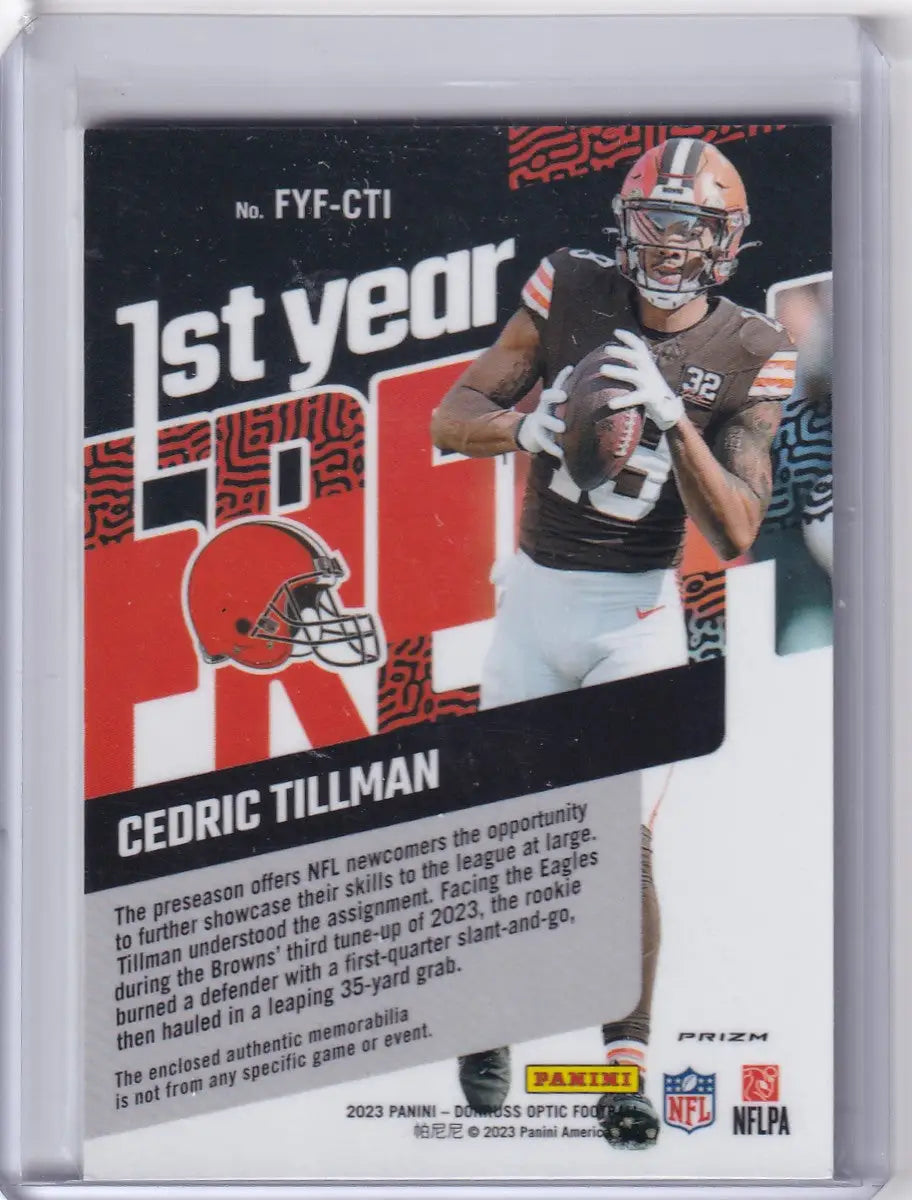 2023 DONRUSS OPTIC #FYF-CTI CEDRIC TILLMAN HYPER PATCH- CLEVELAND BROWNS