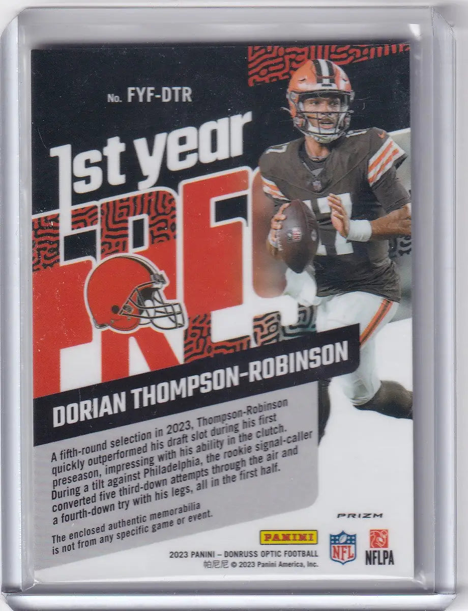 2023 DONRUSS OPTIC #FYF-DTR DORIAN ROBINSON HYPER PATCH- CLEVELAND BROWNS