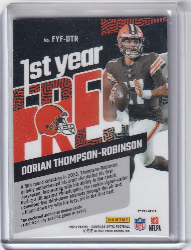 2023 DONRUSS OPTIC #FYF-DTR DORIAN ROBINSON HYPER PATCH- CLEVELAND BROWNS