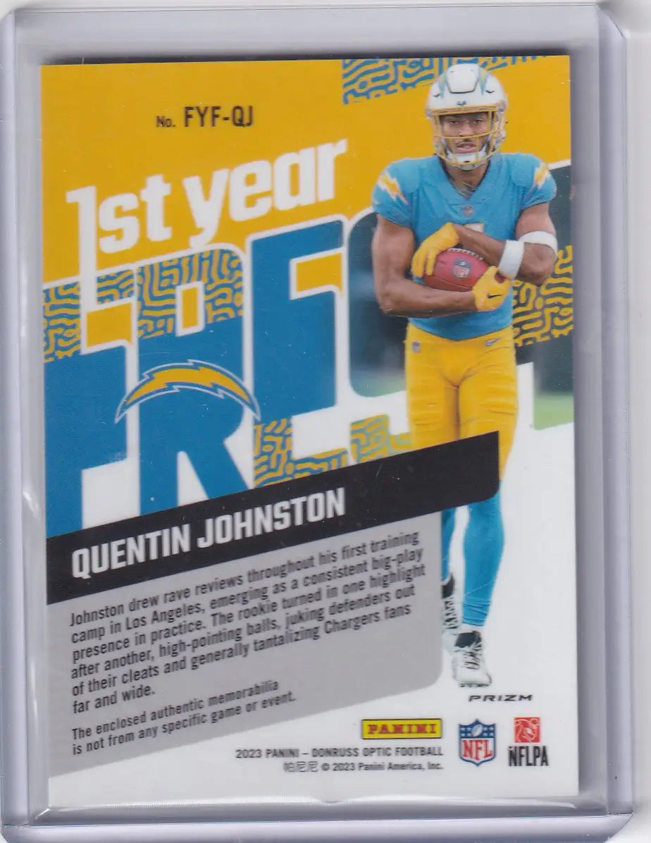 2023 DONRUSS OPTIC #FYF-QJ QUENTIN JOHNSON HYPER PATCH- LOS ANGELES CHARGERS