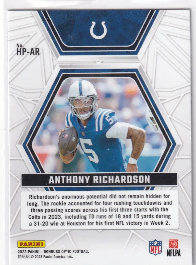 2023 DONRUSS OPTIC #HP-AR ANTHONY RICHARDSON HIDDEN POTENTIAL- INDIANPOLIS COLT