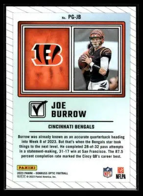 2023 Donruss Optic #PG-JB Joe Burrow Passing Grade - Football Card Single