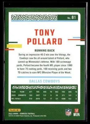 2023 Donruss Tony Pollard #81 Dallas Cowboys