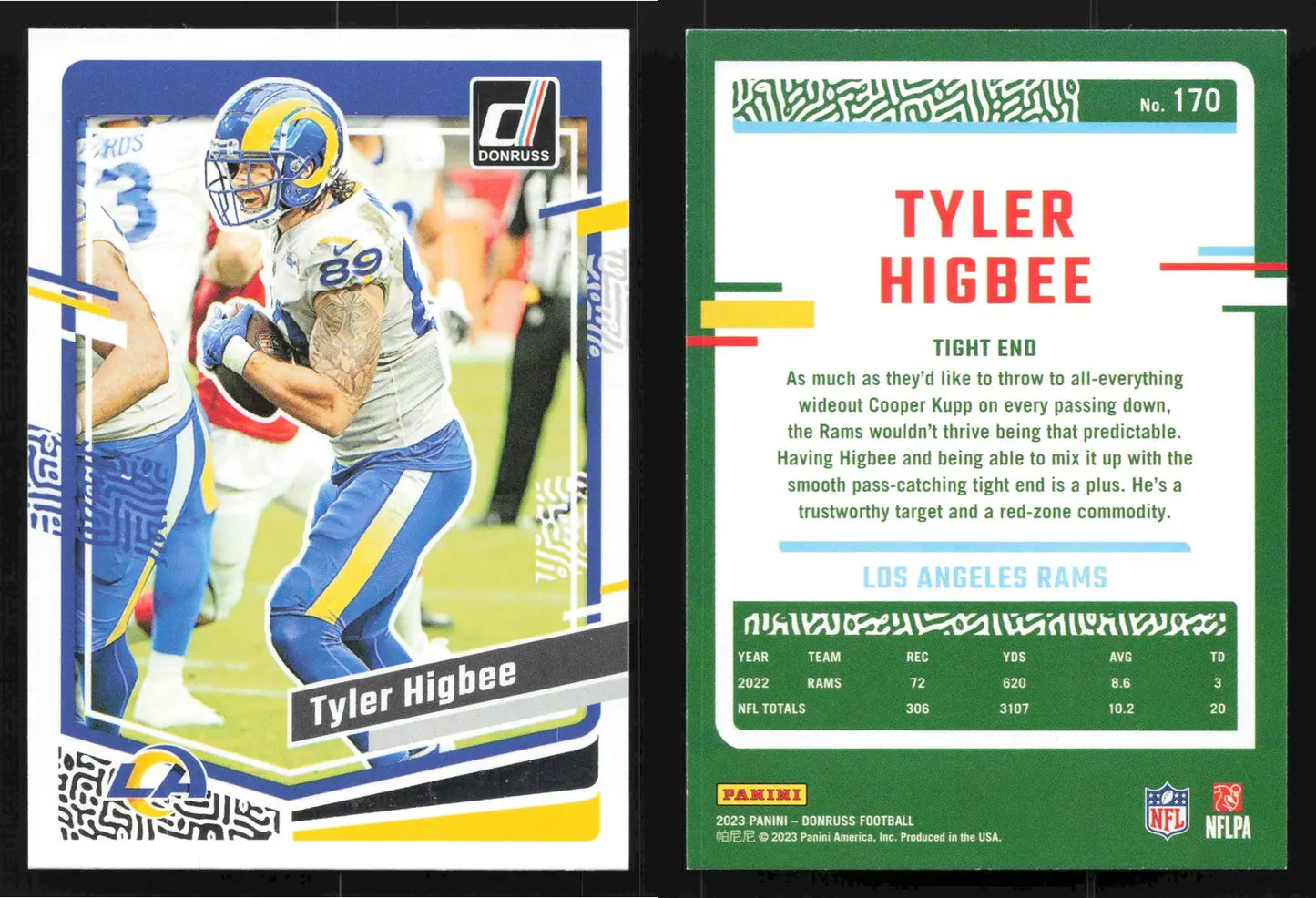 2023 Donruss TYLER HIGBEE #170 Los Angeles Rams - Football Card Single