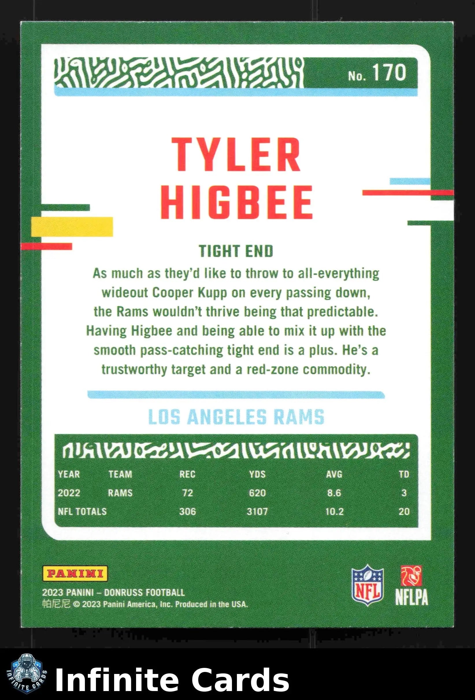 2023 Donruss TYLER HIGBEE #170 Los Angeles Rams - Football Card Single