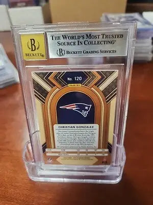 Beckett graded Christian Gonzalez rookies autograph sapphire football card 2023 Gold Standard