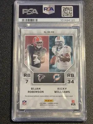 2023 Illusions Bijan Robinson/Ricky Williams Rookie Dual Mem Black #/50 PSA 8 - Football Card Single