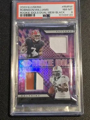 2023 Illusions Bijan Robinson/Ricky Williams Rookie Dual Mem Black #/50 PSA 8 - Football Card Single