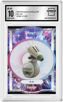 A graded trading card featuring D-O droid from Star Wars in Kakawow Cos Disney 100 Arena Club