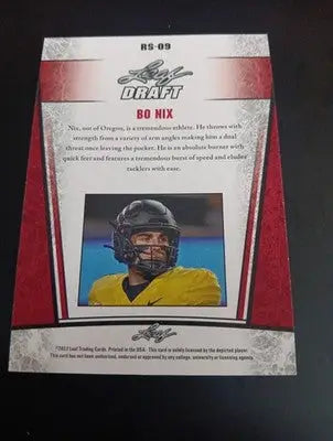 2023 Leaf - Bo Nix Draft (RC). RS-09. Oregon. NRMT+ - Football Card Single