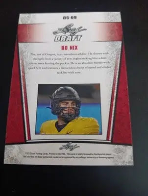 2023 Leaf - Bo Nix Draft (RC). RS-09. Oregon. NRMT+ - Football Card Single