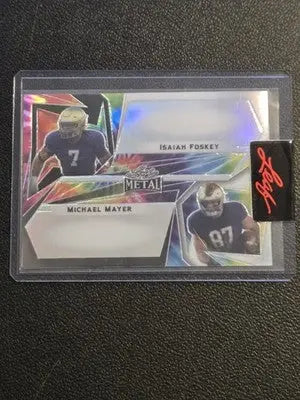 2023 Leaf Metal Isaiah Foskey Michael Mayer Dual Unsigned Proof Tie-Dye #/1 - Football Card Single