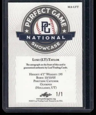 2023 Leaf Metal Perfect Game Showcase Luke (LT) Taylor #MA-LTT1 Auto 1/1 - Baseball Card Single