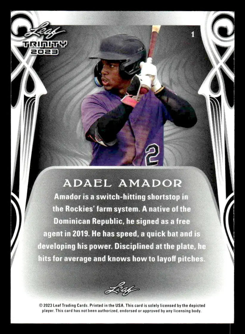 2023 Leaf Trinity #1 Adael Amador - Baseball Card Single