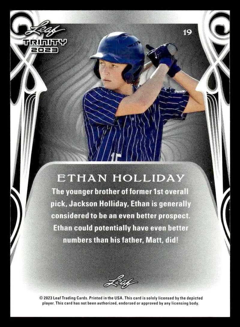2023 Leaf Trinity #19 Ethan Holliday - Baseball Card Single