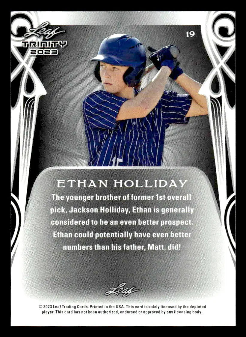 2023 Leaf Trinity #19 Ethan Holliday - Baseball Card Single