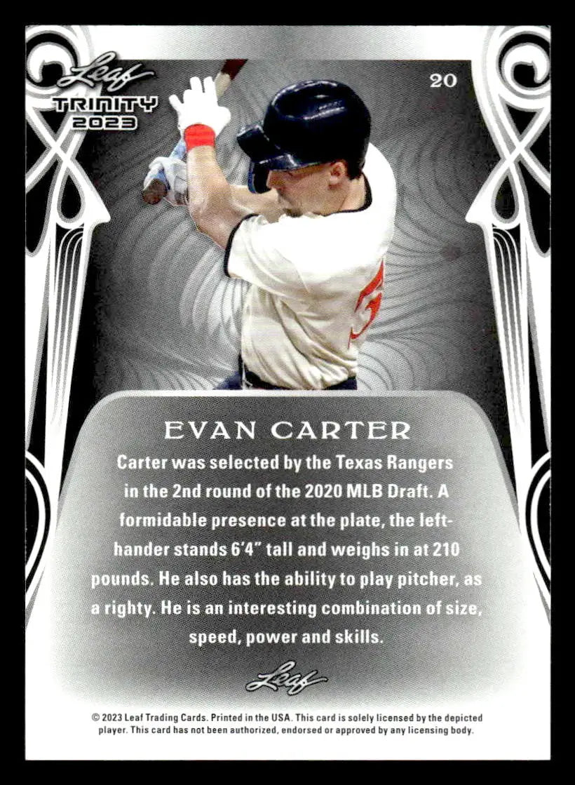 2023 Leaf Trinity #20 Evan Carter - Baseball Card Single