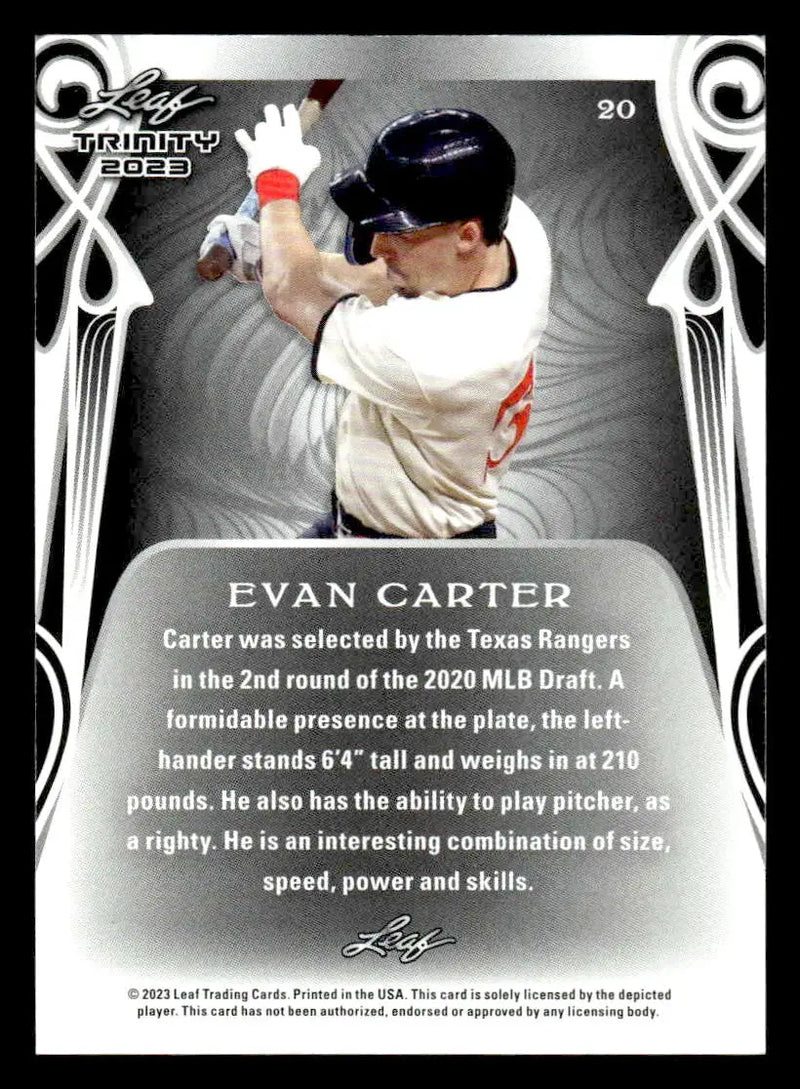 2023 Leaf Trinity #20 Evan Carter - Baseball Card Single