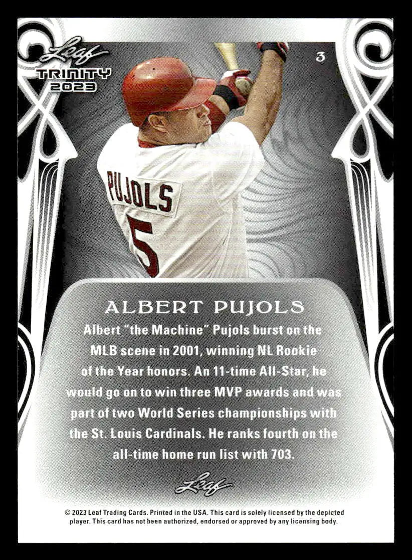 2023 Leaf Trinity #3 Albert Pujols - Baseball Card Single