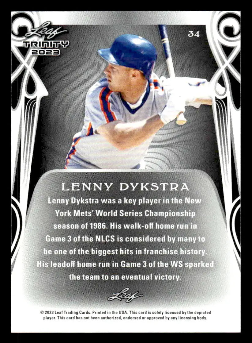 2023 Leaf Trinity #34 Lenny Dykstra - Baseball Card Single